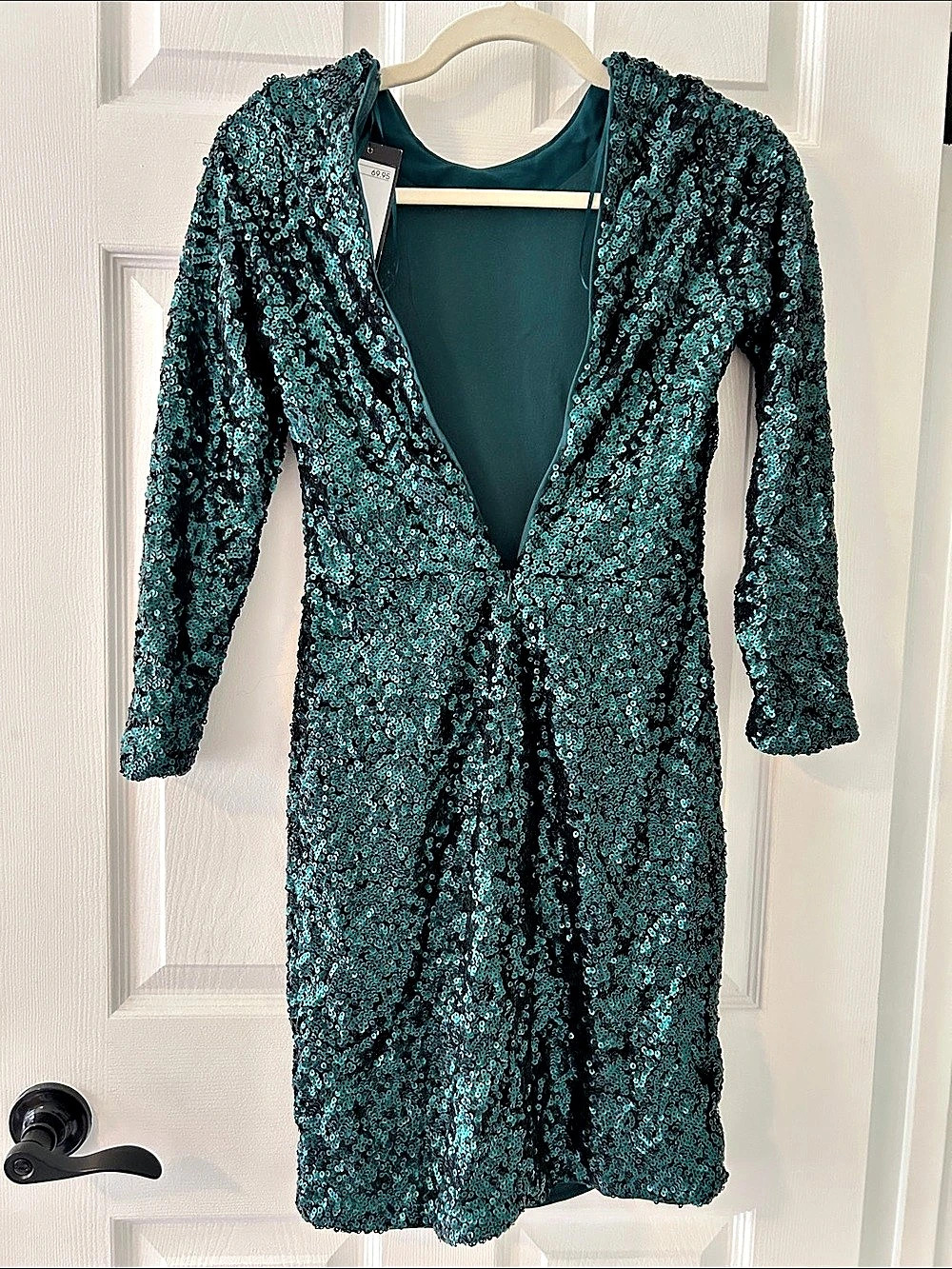 H&M Sequined Open-Back Dress Sequin Dress in Green Size 8 NWT